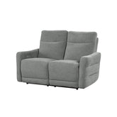 POWER D. LAY FLAT RECLINING LOVE SEAT W/ POWER HEADRESTS, DOVE 100% POLYESTER 9804DV-2PWH