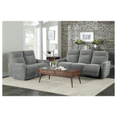 POWER D. LAY FLAT RECLINING SOFA W/ POWER HEADRESTS, DOVE 100% POLYESTER 9804DV-3PWH