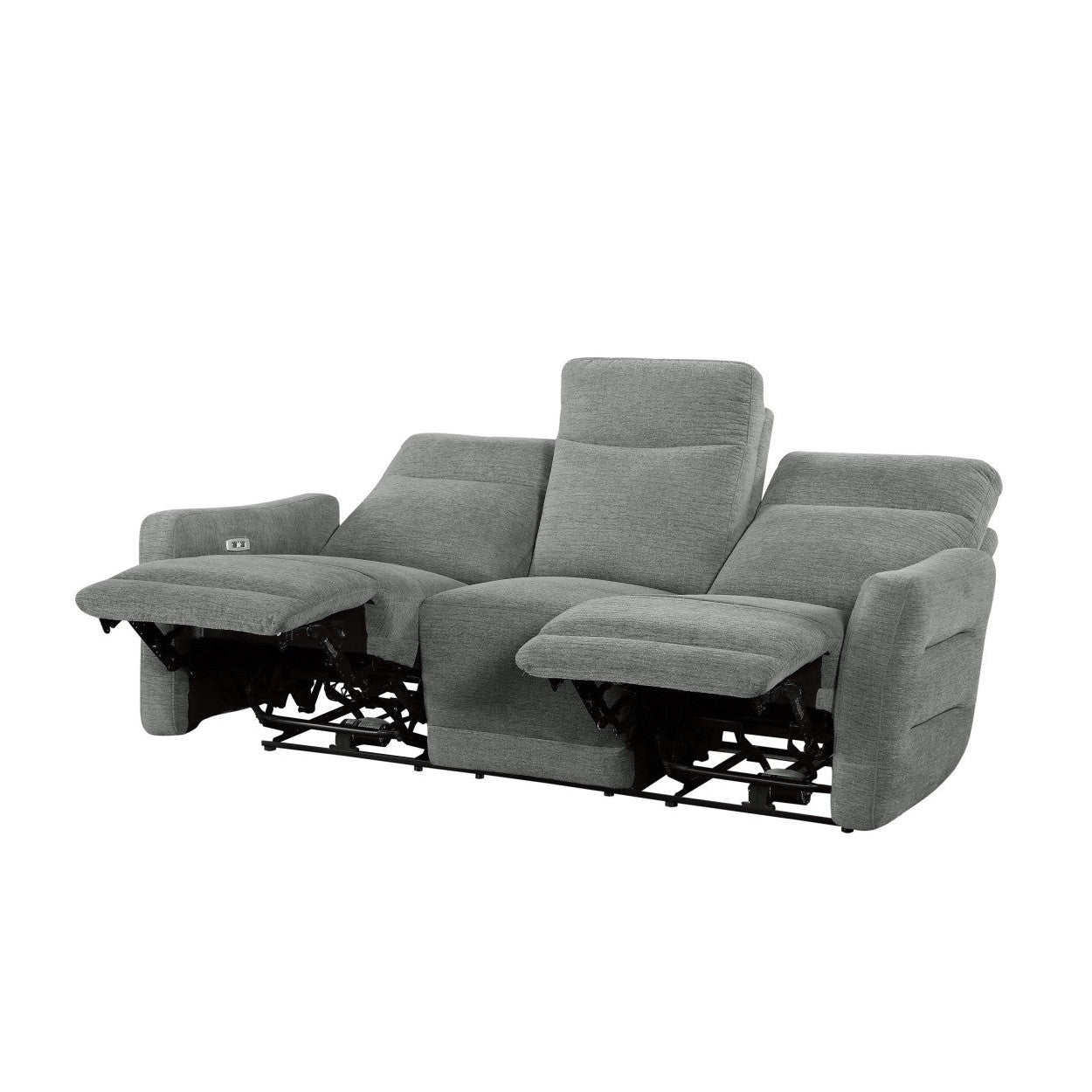 POWER D. LAY FLAT RECLINING SOFA W/ POWER HEADRESTS, DOVE 100% POLYESTER 9804DV-3PWH