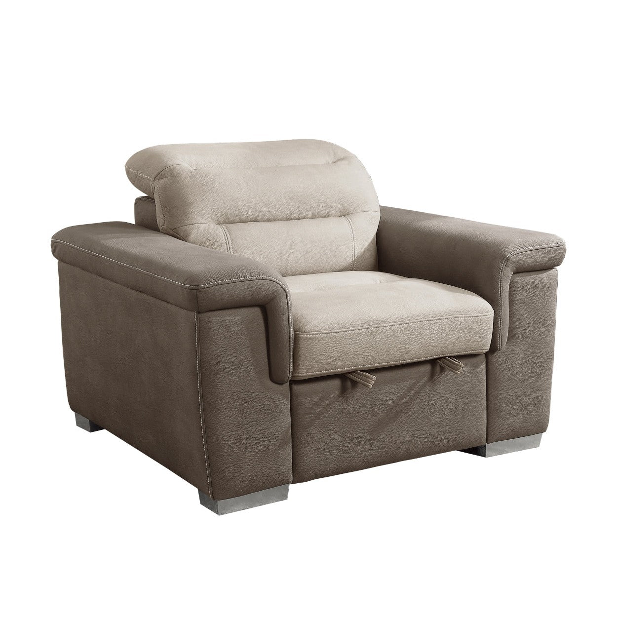 CHAIR W/ PULL-OUT OTTOMAN, TWO TONE 100% POLYESTER 9808-1