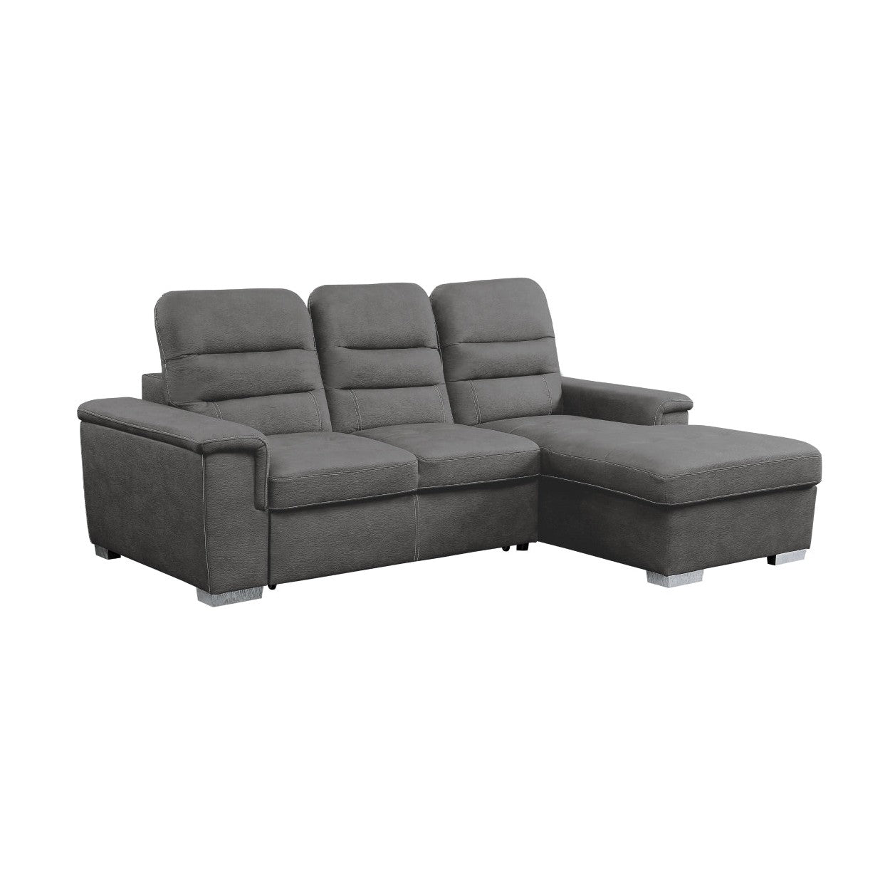 (2)2-Piece Sectional with Pull-out Bed and Hidden Storage 9808SGY*SC