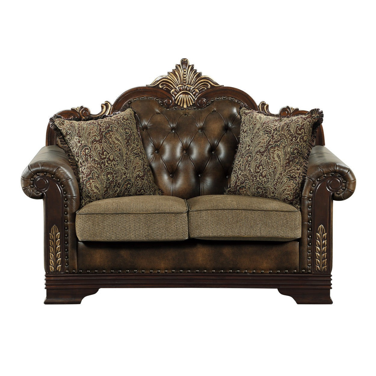 (2) LOVE SEAT, 2 PILLOWS, BROWN CHENILLE &amp; P/U 9815-2*