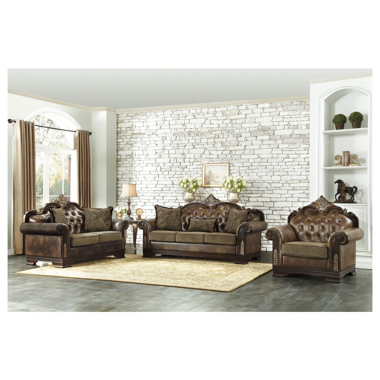 (2) SOFA, 2 PILLOWS, 1 KIDNEY PILLOW, BROWN CHENILLE &amp; P/U 9815-3*