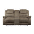 POWER DOUBLE RECLINING LOVE SEAT WITH CENTER CONSOLE, POWER HEADRESTS & USB PORTS, BROWN 100% POLYESTER 9848BR-2PWH