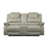 POWER DOUBLE RECLINING LOVE SEAT WITH CENTER CONSOLE, POWER HEADRESTS & USB PORTS, GRAY 100% POLYESTER 9848GY-2PWH