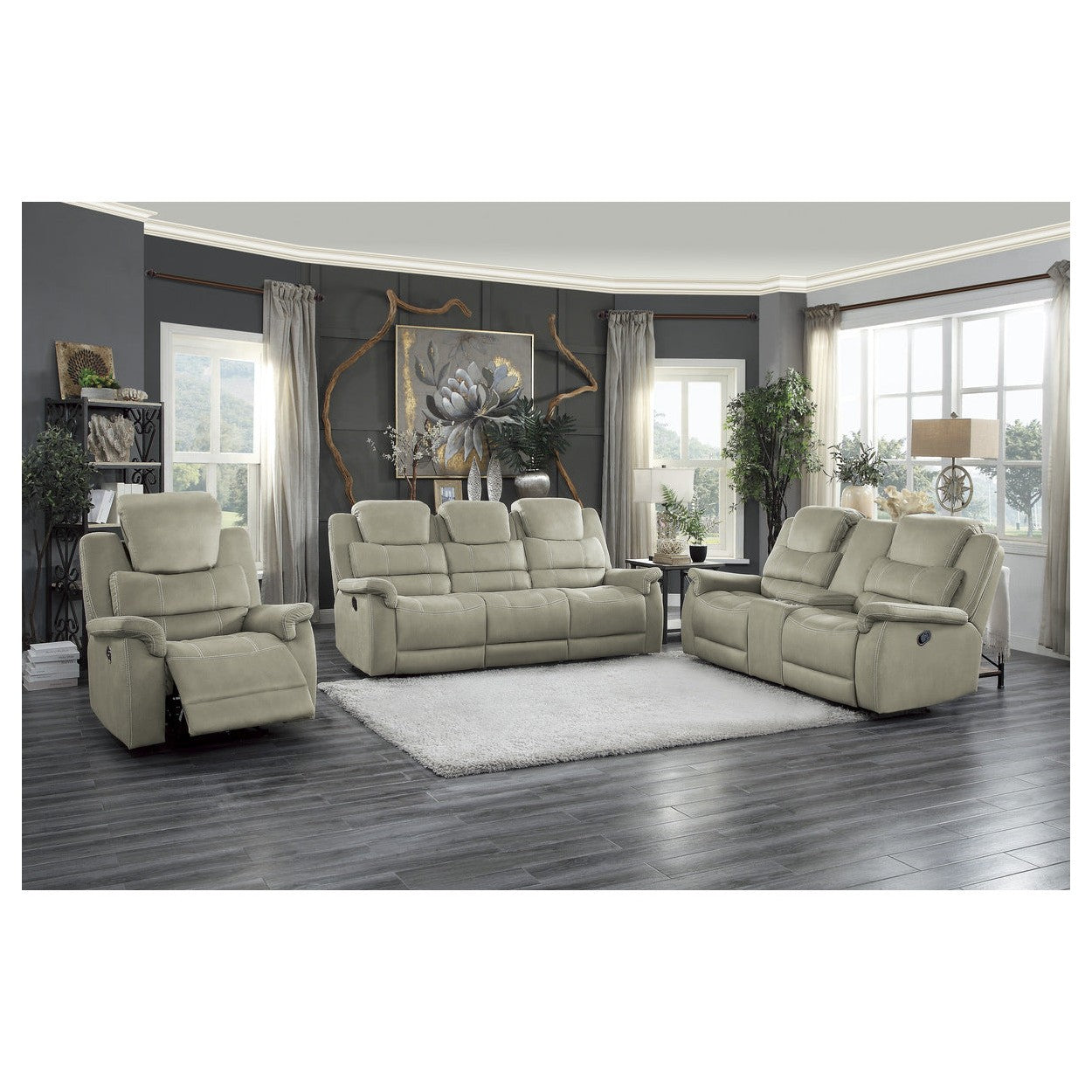 GLIDER RECLINING CHAIR, LIGHT GRAY 100% POLYESTER 9848GY-1