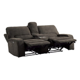 POWER DOUBLE RECLINING LOVE SEAT WITH CENTER CONSOLE, POWER HEADRESTS & USB PORTS, CHOCOLATE 100% POLYESTER 9849CH-2PWH