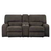 DOUBLE RECLINING LOVE SEAT WITH CENTER CONSOLE, CHOCOLATE 100% POLYESTER 9849CH-2