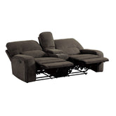 DOUBLE RECLINING LOVE SEAT WITH CENTER CONSOLE, CHOCOLATE 100% POLYESTER 9849CH-2