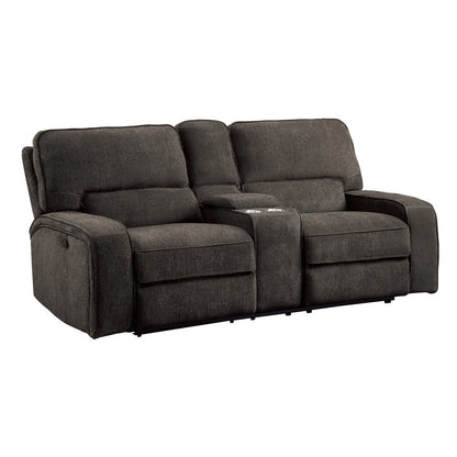 DOUBLE RECLINING LOVE SEAT WITH CENTER CONSOLE, CHOCOLATE 100% POLYESTER 9849CH-2