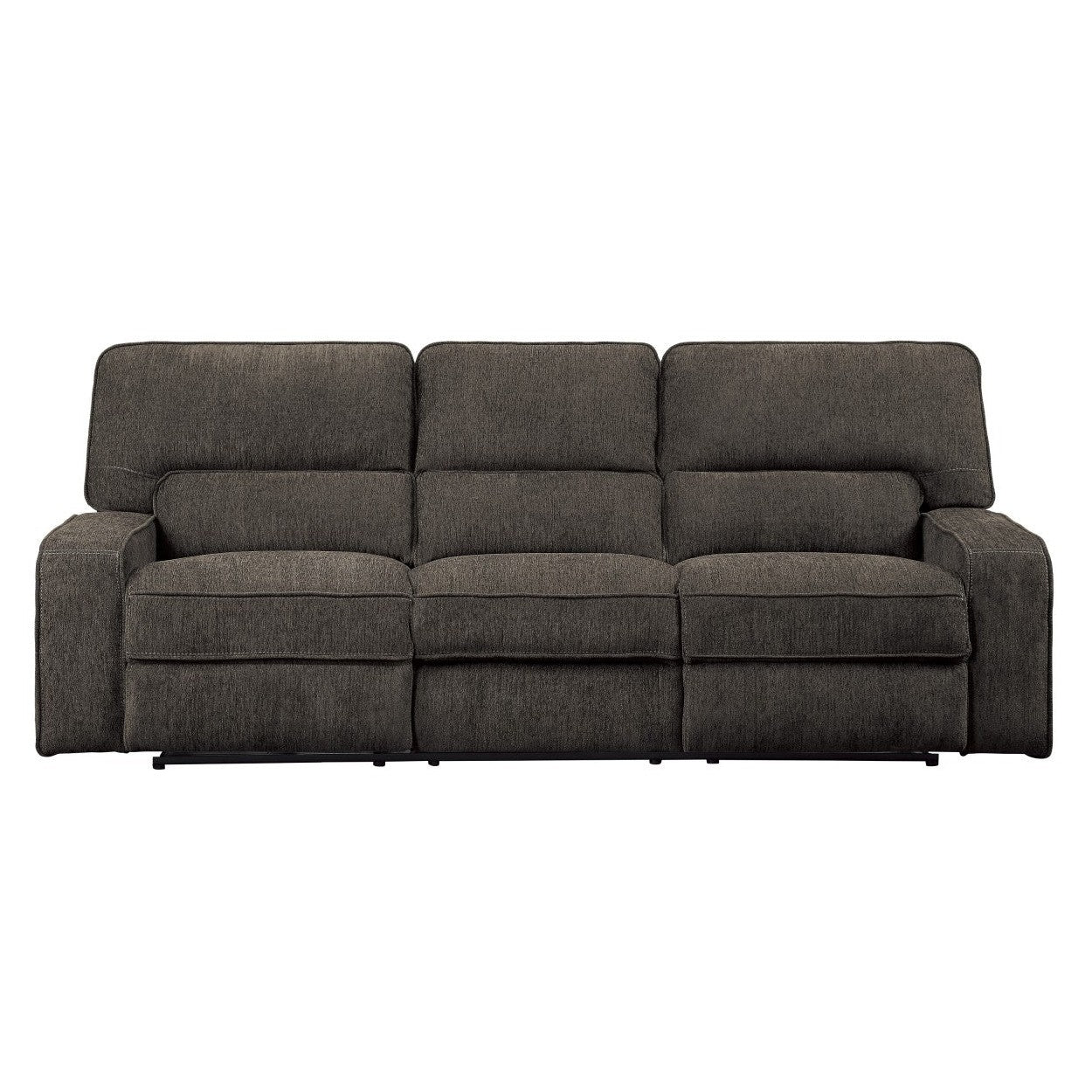 POWER DOUBLE RECLINING SOFA WITH POWER HEADRESTS &amp; USB PORTS, CHOCOLATE 100% POLYESTER 9849CH-3PWH