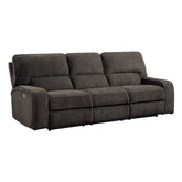 POWER DOUBLE RECLINING SOFA WITH POWER HEADRESTS & USB PORTS, CHOCOLATE 100% POLYESTER 9849CH-3PWH