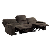 DOUBLE RECLINING SOFA, CHOCOLATE 100% POLYESTER 9849CH-3