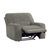 POWER RECLINING CHAIR WITH POWER HEADREST & USB PORT, MOCHA 100% POLYESTER 9849MC-1PWH