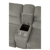 POWER DOUBLE RECLINING LOVE SEAT WITH CENTER CONSOLE, POWER HEADRESTS & USB PORTS, MOCHA 100% POLYESTER 9849MC-2PWH