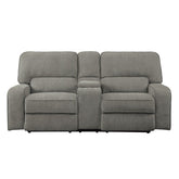 DOUBLE RECLINING LOVE SEAT WITH CENTER CONSOLE, MOCHA 100% POLYESTER 9849MC-2