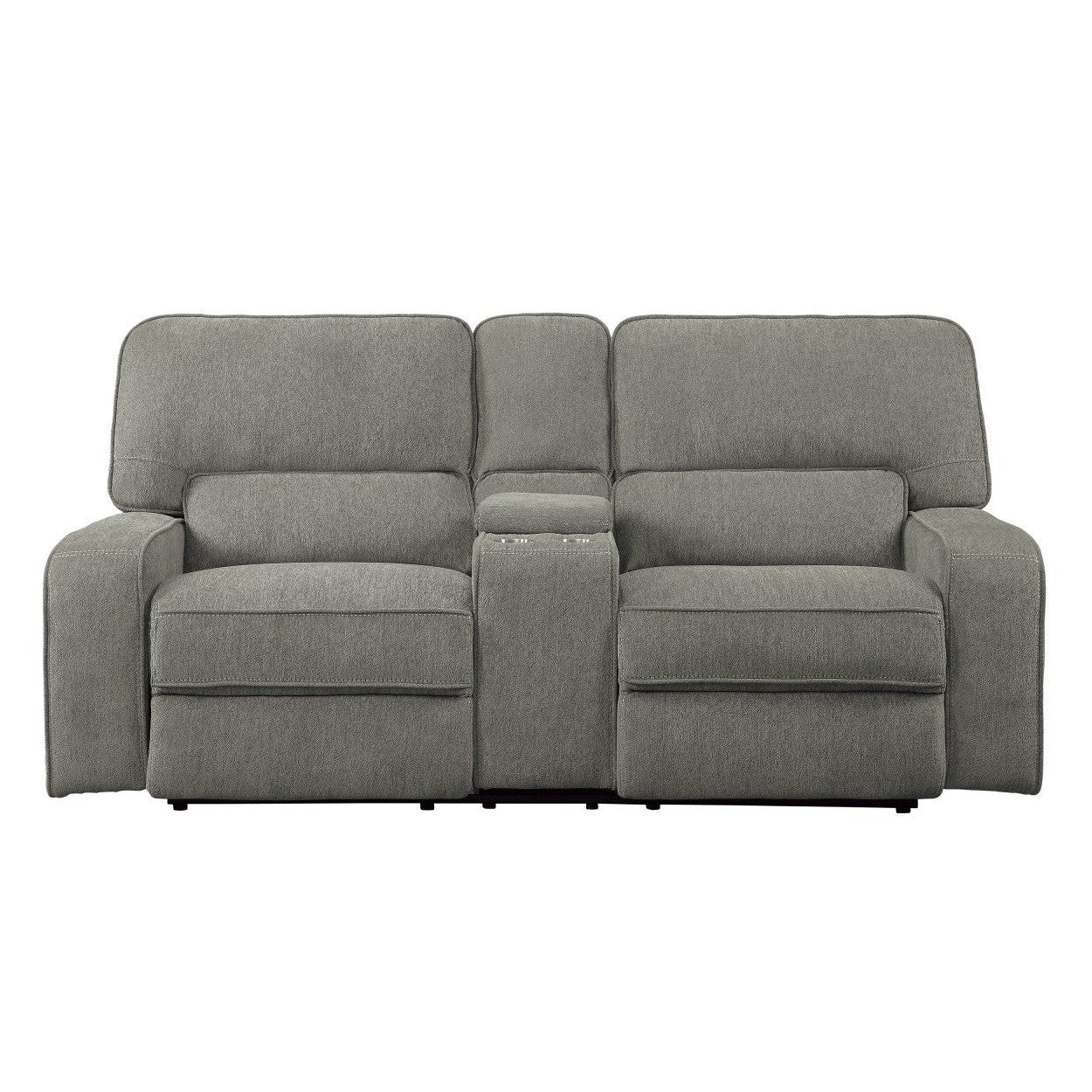 DOUBLE RECLINING LOVE SEAT WITH CENTER CONSOLE, MOCHA 100% POLYESTER 9849MC-2