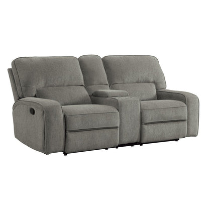 DOUBLE RECLINING LOVE SEAT WITH CENTER CONSOLE, MOCHA 100% POLYESTER 9849MC-2