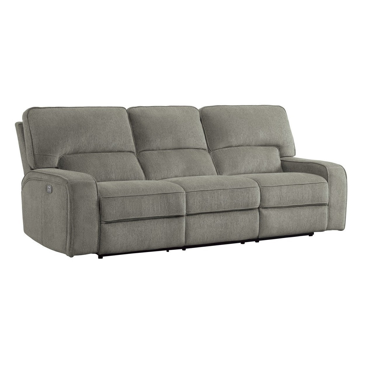 POWER DOUBLE RECLINING SOFA WITH POWER HEADRESTS &amp; USB PORTS, MOCHA 100% POLYESTER 9849MC-3PWH