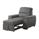 CHAIR W/ PULL-OUT OTTOMAN, GRAY 100% POLYETSER 9858GY-1