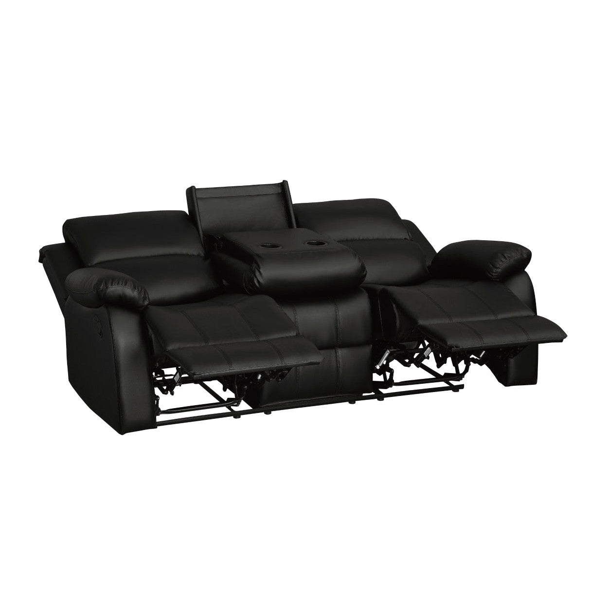 D. RCLNR SOFA W/ DROP DOWN CUP HOLDERS 9928BLK-3