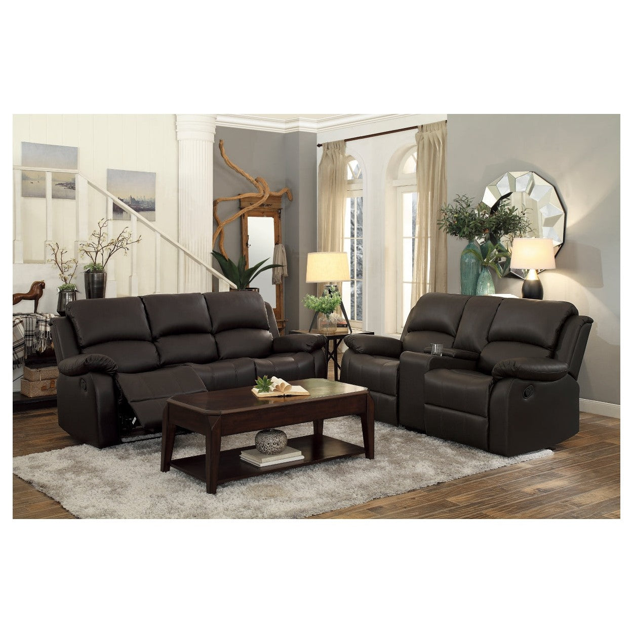 D. GLDR RCLNR LOVE SEAT W/ CONSOLE 9928DBR-2