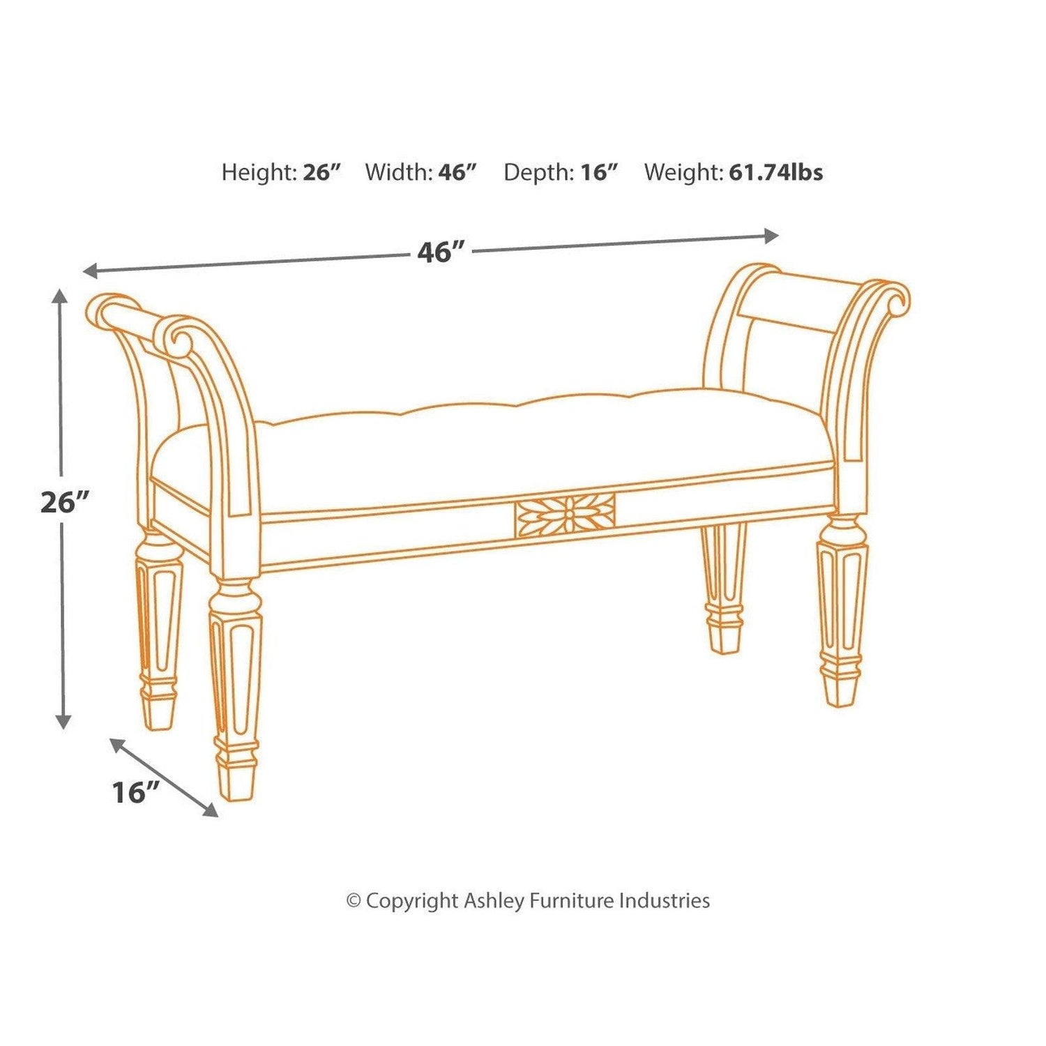 Realyn Accent Bench Ash-A3000157