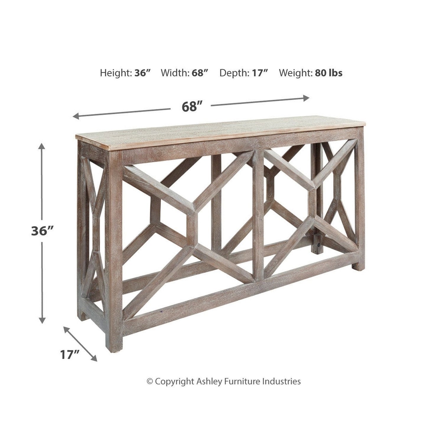 Lanzburg Sofa/Console Table Ash-A4000263