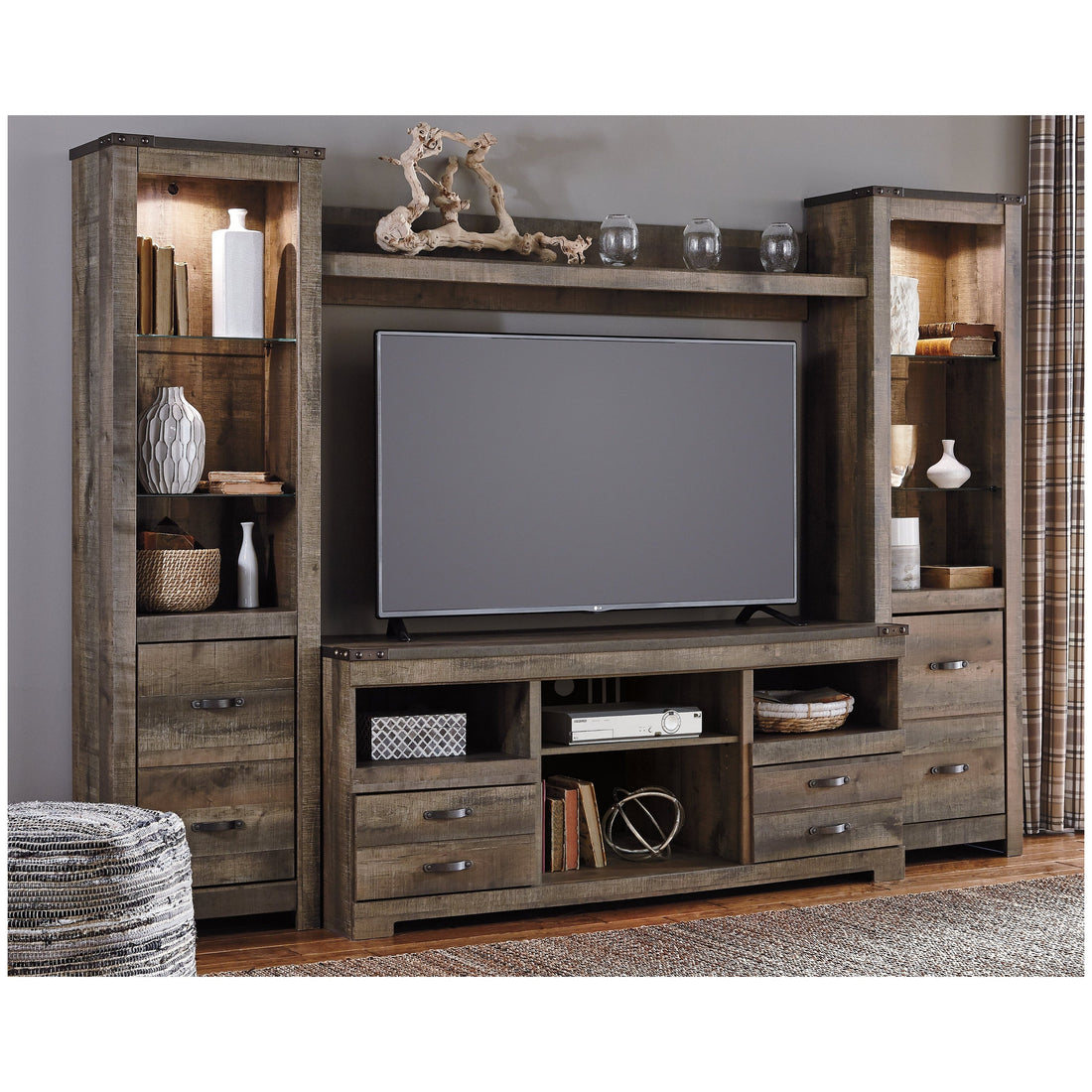 Trinell 4-Piece Entertainment Center Ash-W446W2