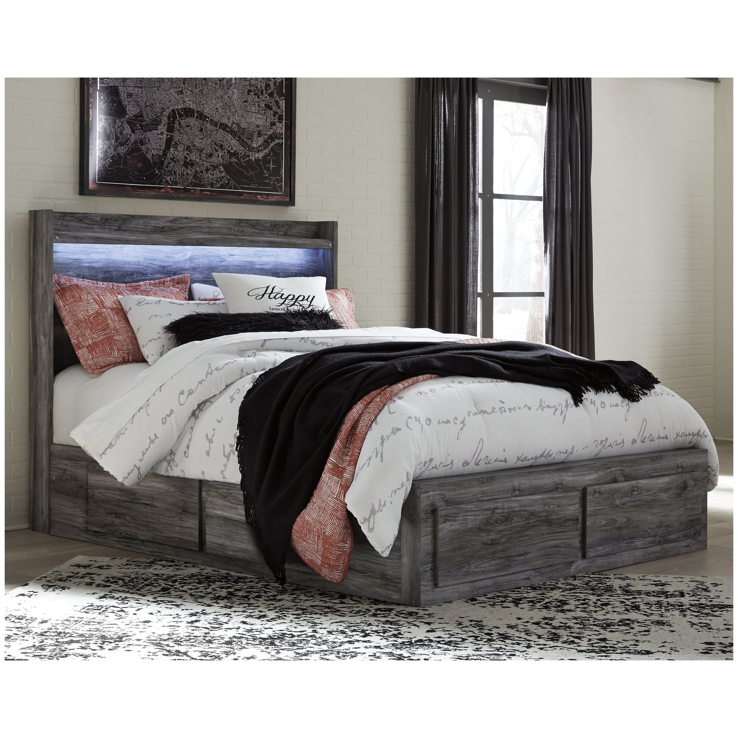 Baystorm Panel Bed with 6 Storage Drawers