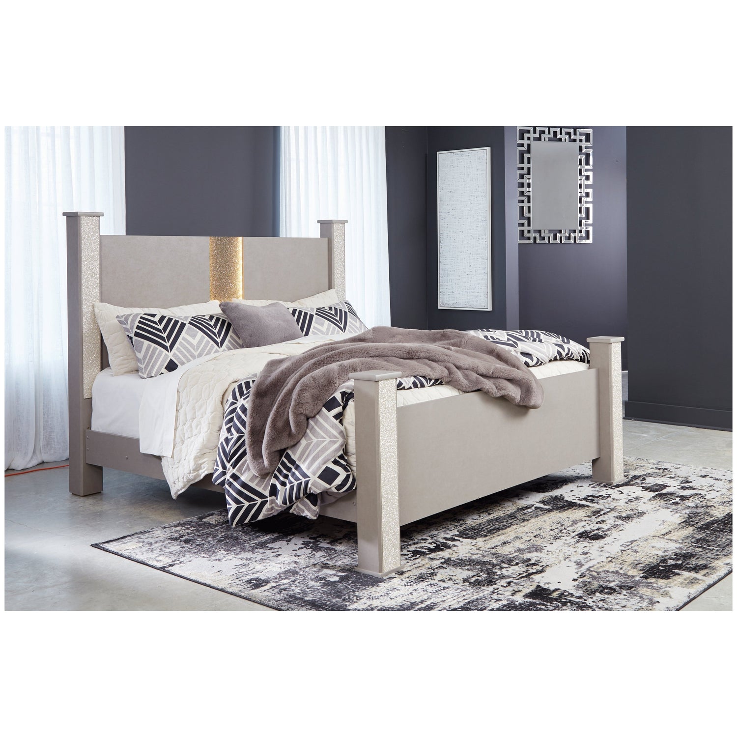 Surancha King Poster Bed Ash-B1145B7