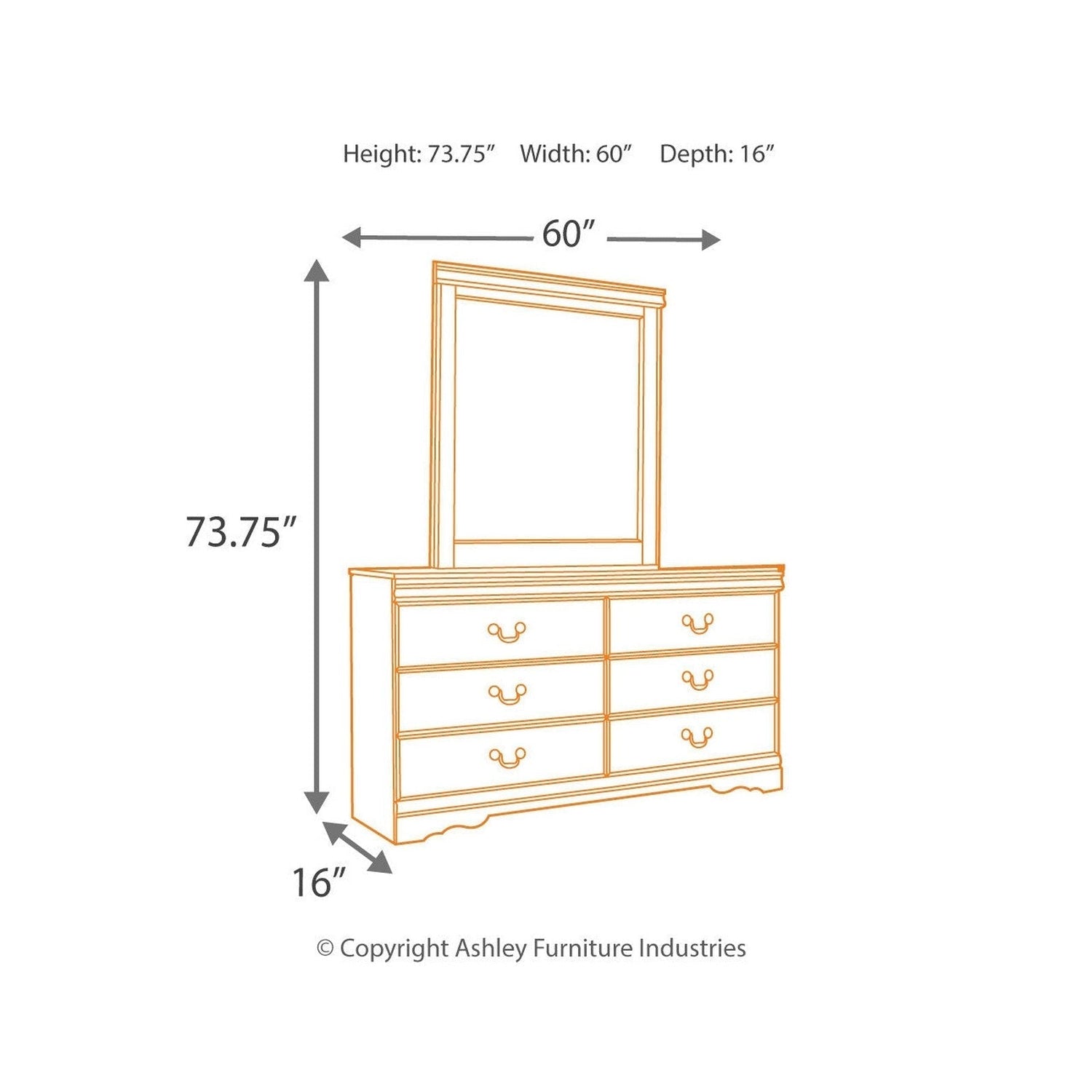 Huey Vineyard Dresser and Mirror Ash-B128B1