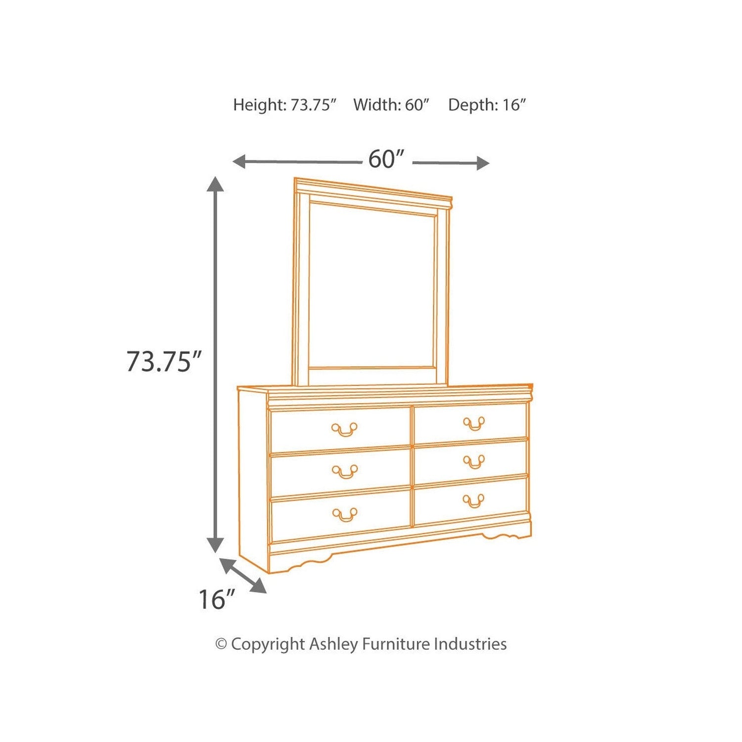 Huey Vineyard Queen Sleigh Bed with Mirrored Dresser and 2 Nightstands Ash-B128B15