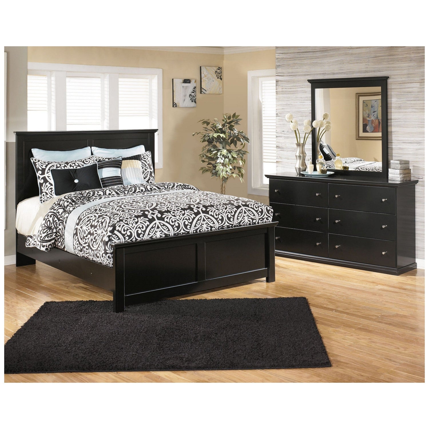 Maribel Queen Panel Bed with Dresser and Mirror Ash-B138B20