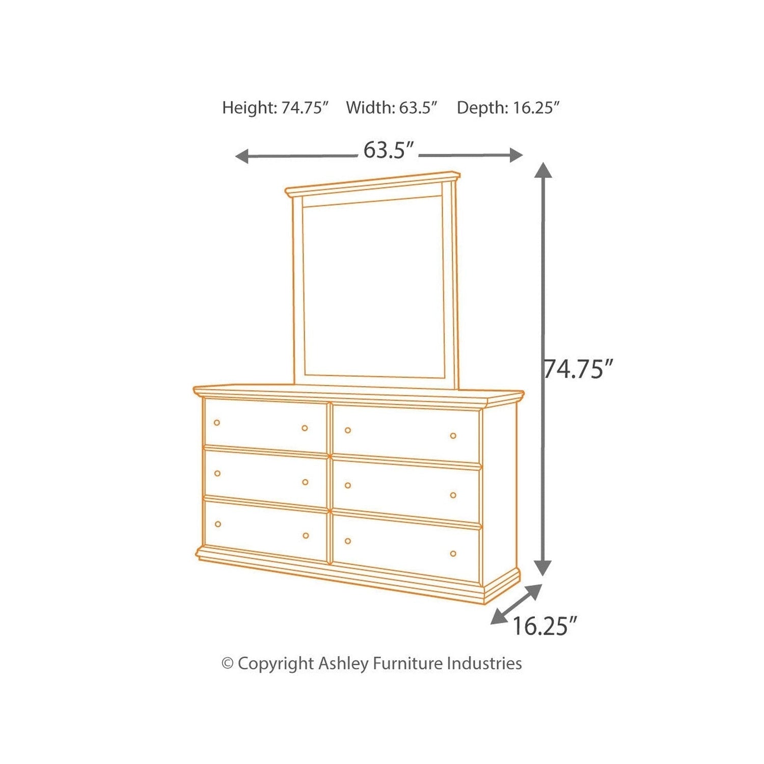 Maribel Dresser and Mirror Ash-B138B1