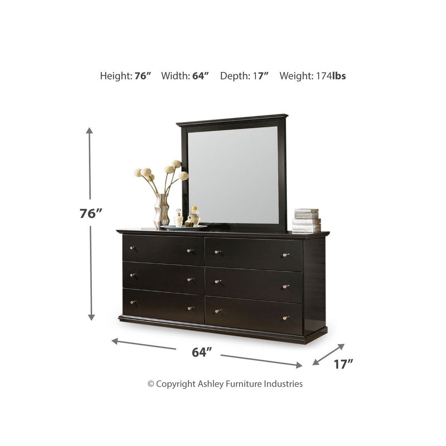 Maribel Queen Panel Bed with Dresser and Mirror Ash-B138B20