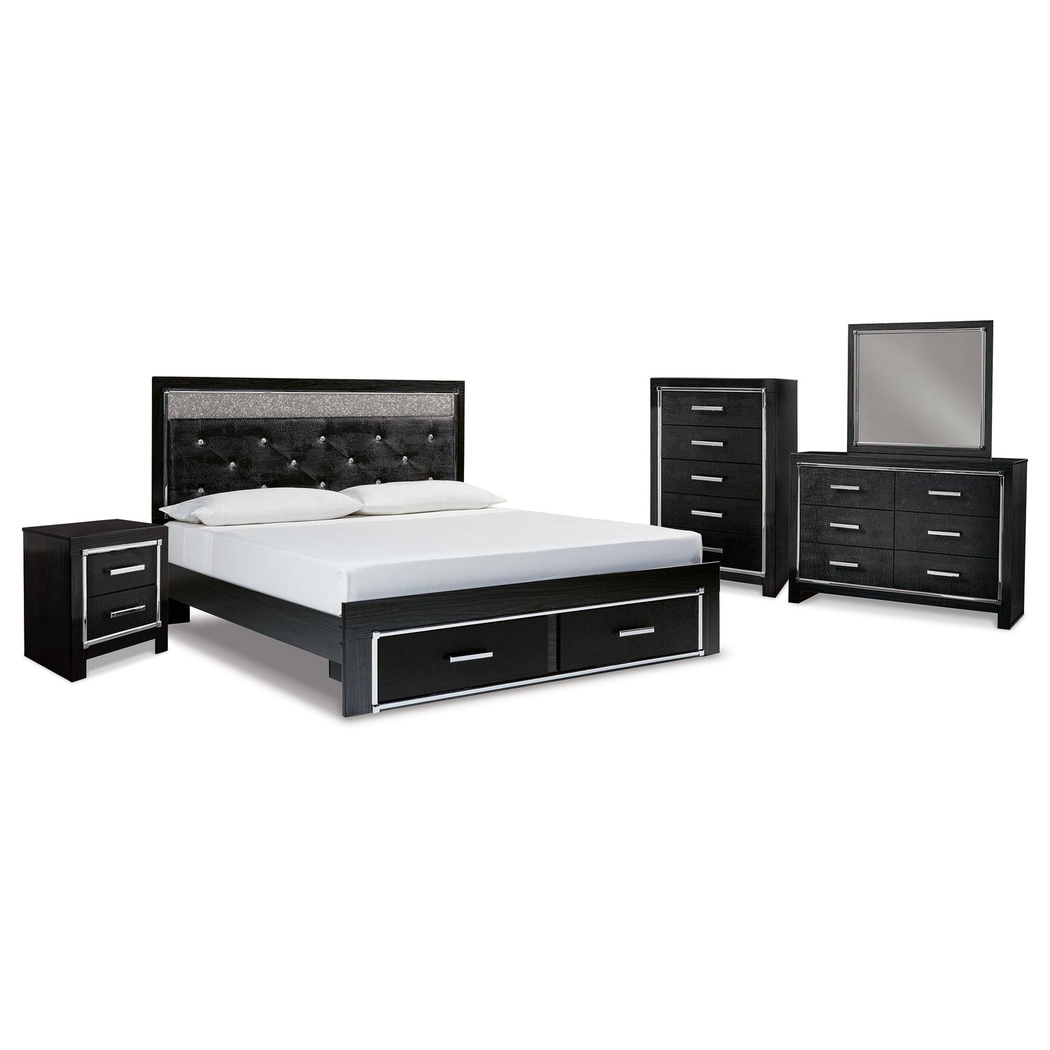 Kaydell King Panel Storage Bed, Dresser, Mirror, Chest and Nightstand Ash-B1420B39