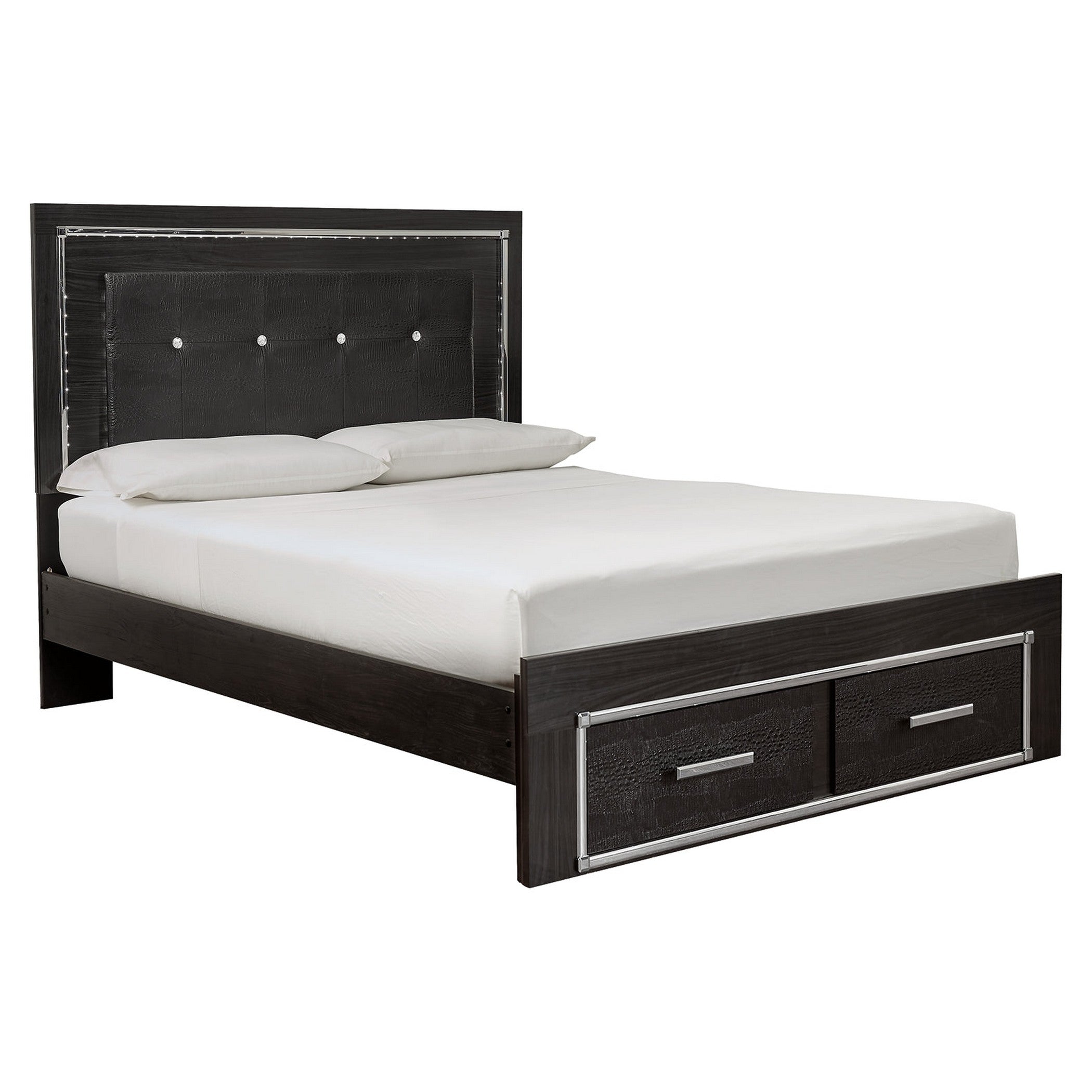 Kaydell Queen Upholstered Panel Storage Bed, Dresser, Mirror and 2 Nightstands Ash-B1420B27