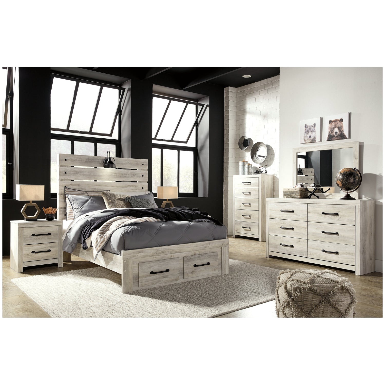 Cambeck Panel Bed with 2 Storage Drawers