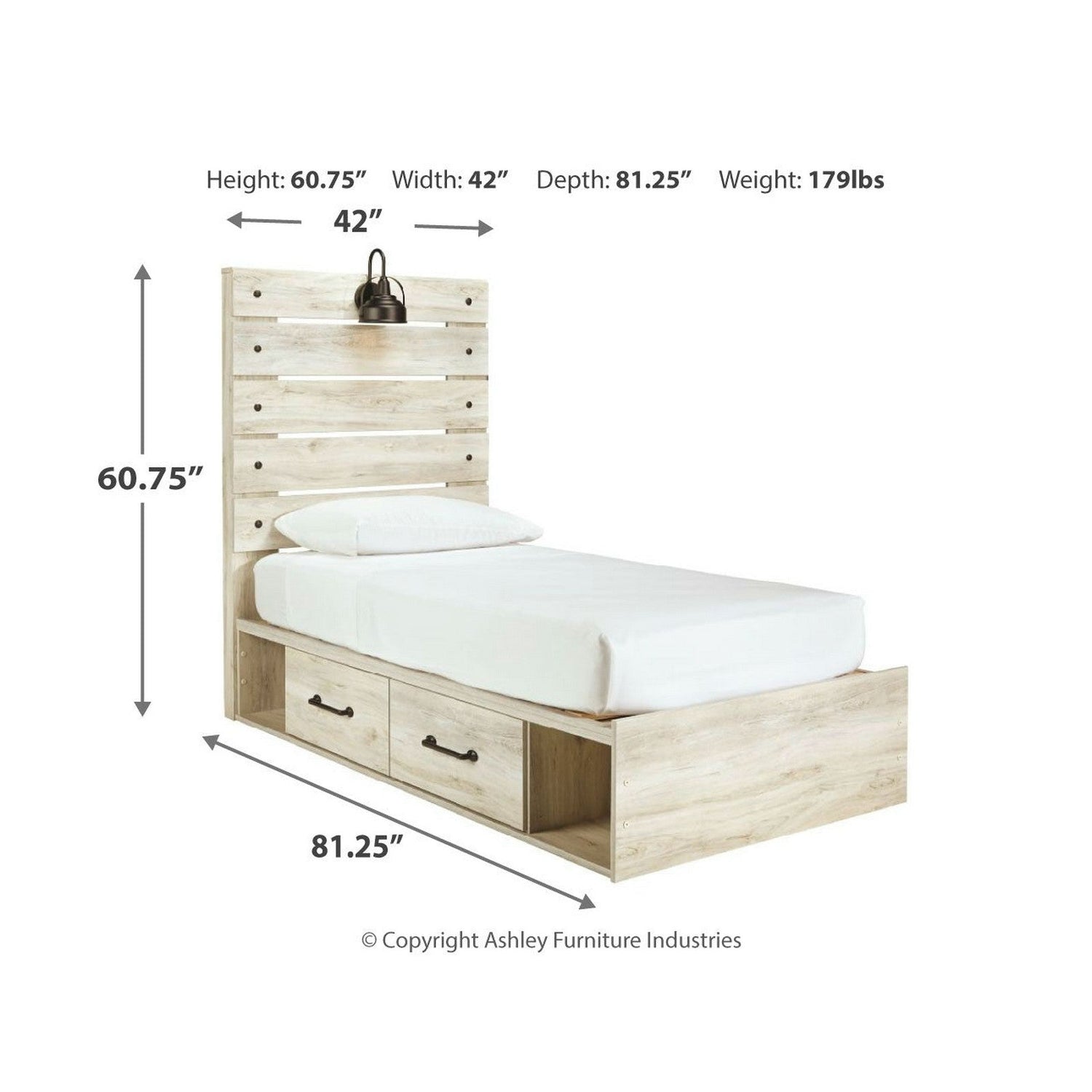 Cambeck Panel Bed with 2 Storage Drawers