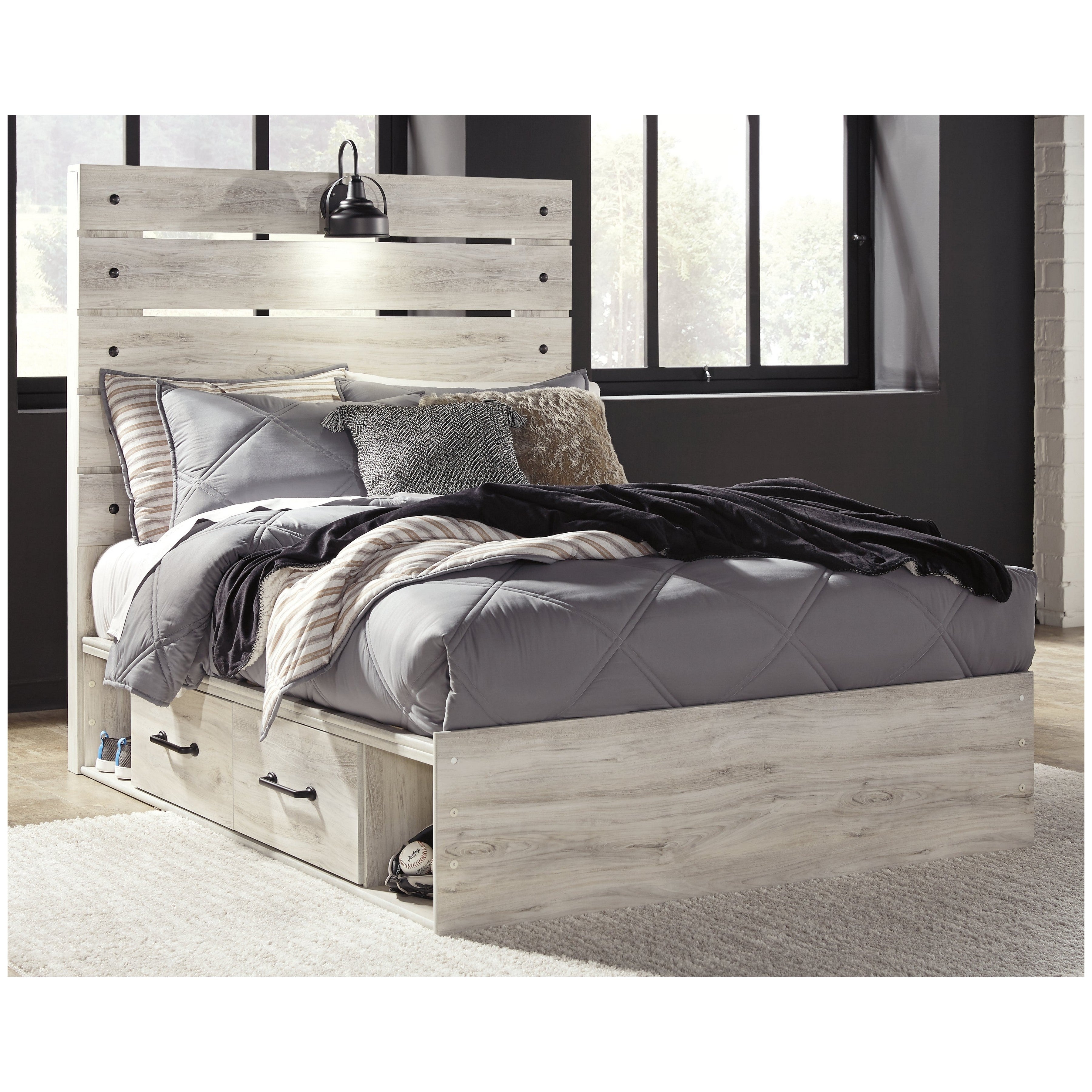 Cambeck Panel Bed with 2 Storage Drawers