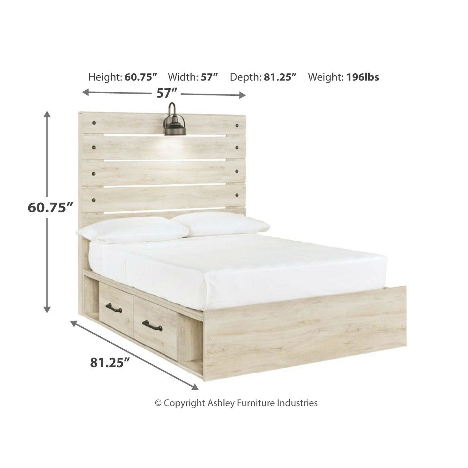 Cambeck Panel Bed with 2 Storage Drawers