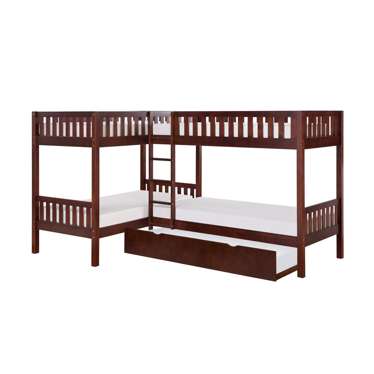 (4) Corner Bunk Bed with Twin Trundle B2013CNDC-1R*