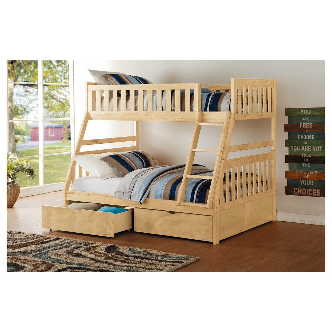 (4) Twin/Full Bunk Bed with Storage Boxes B2043TF-1*T