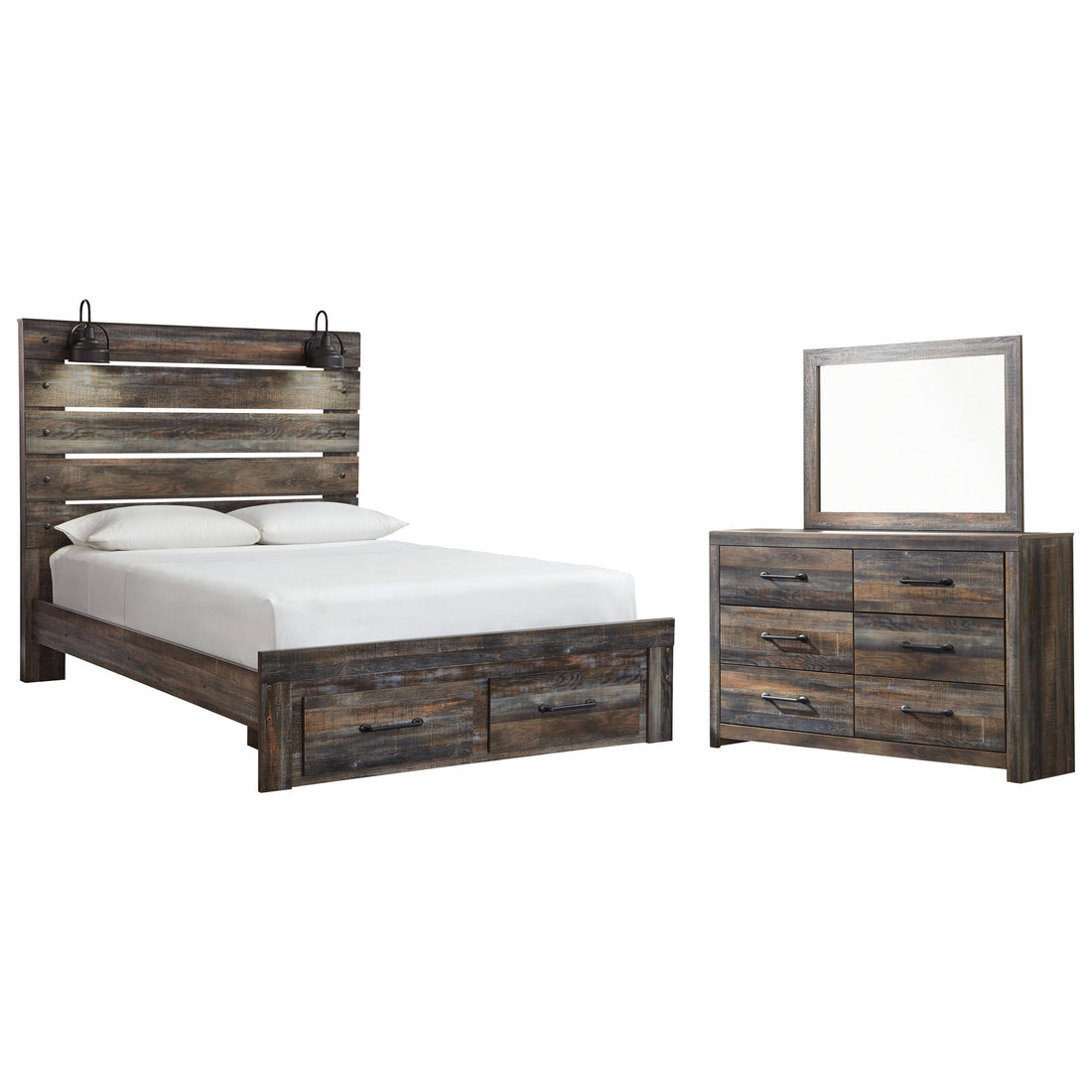 Drystan Queen Panel Storage Bed, Dresser and Mirror Ash-B211B63