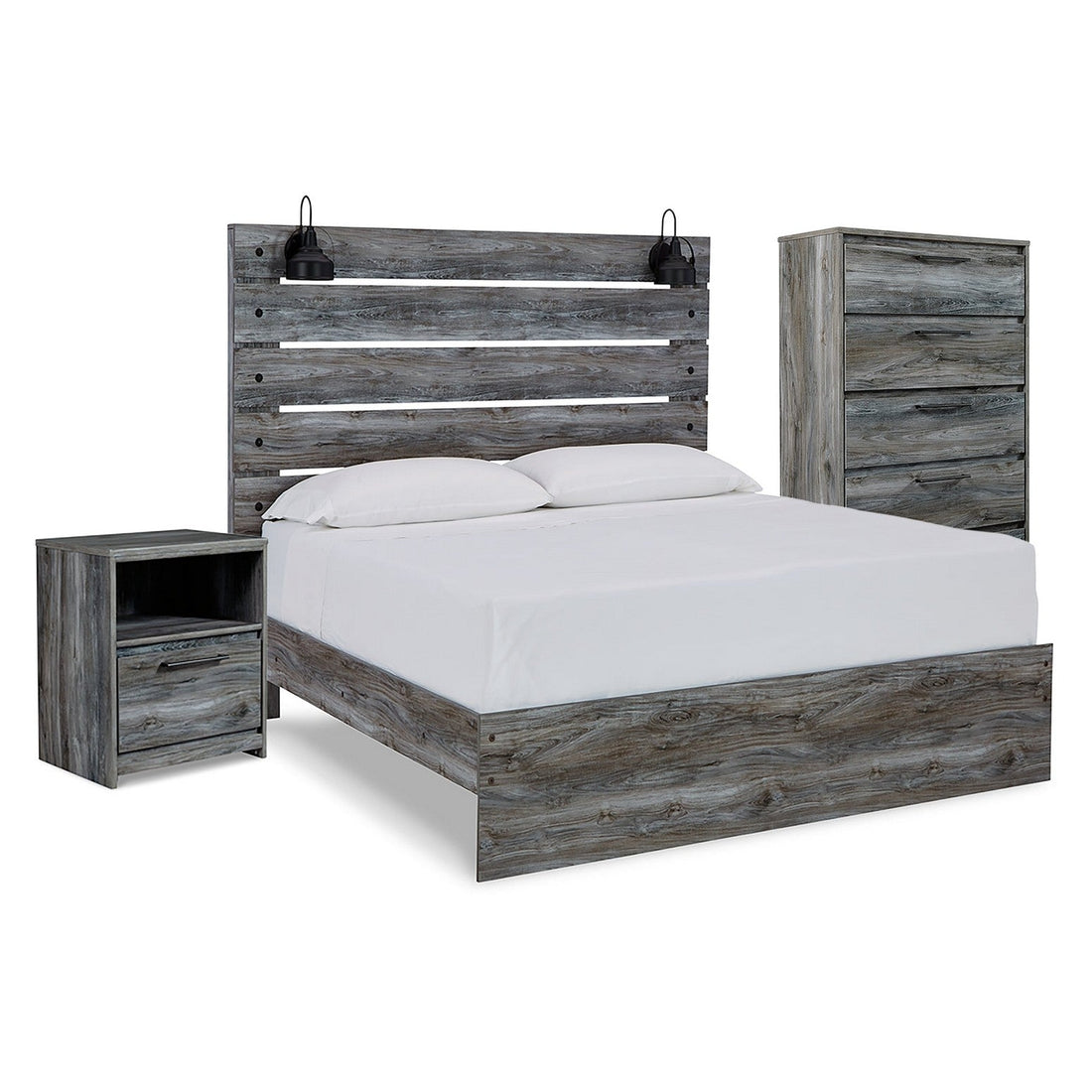 Baystorm Queen Panel Bed, Chest and Nightstand Ash-B221B51