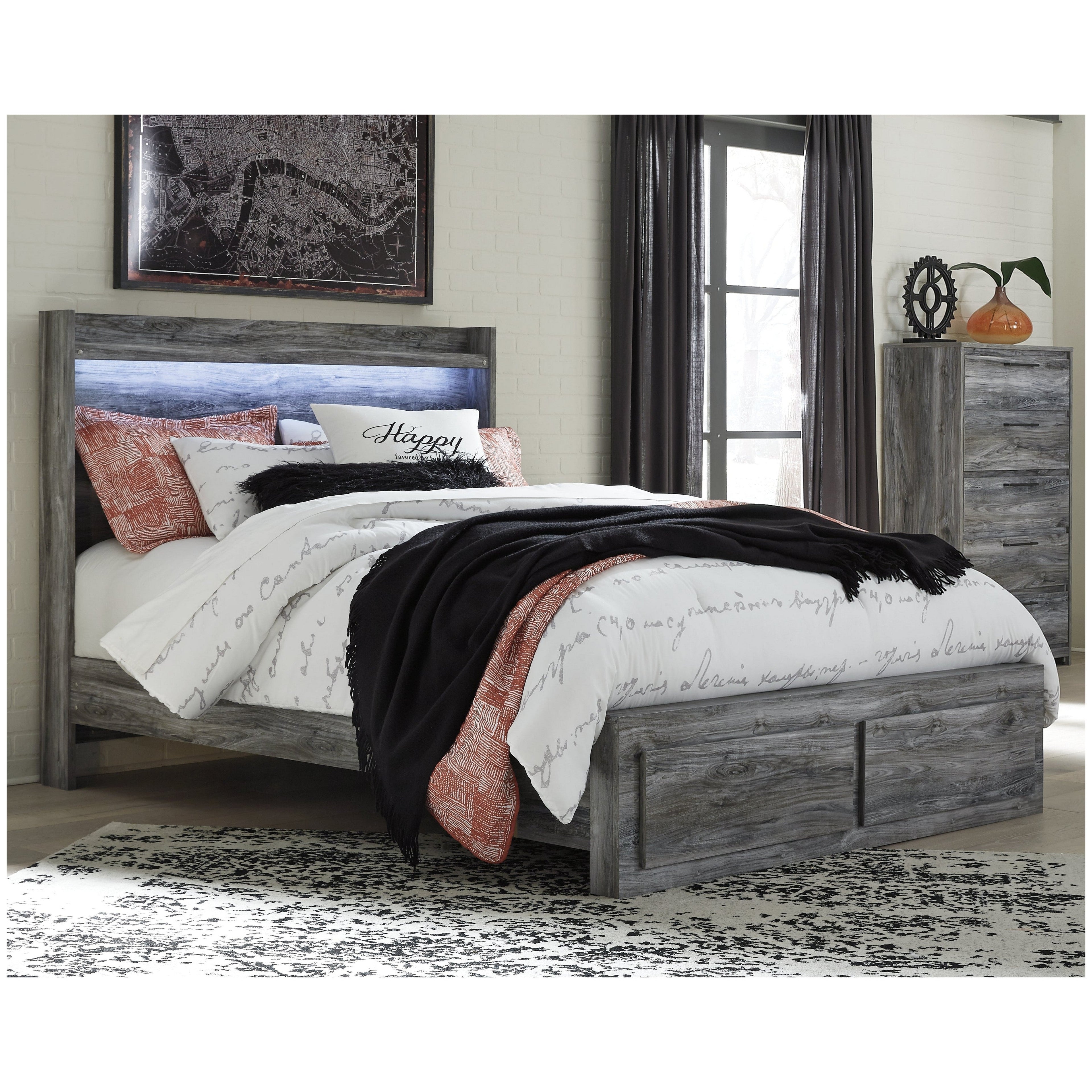 Baystorm Queen Panel Storage Bed with Chest Ash-B221B38