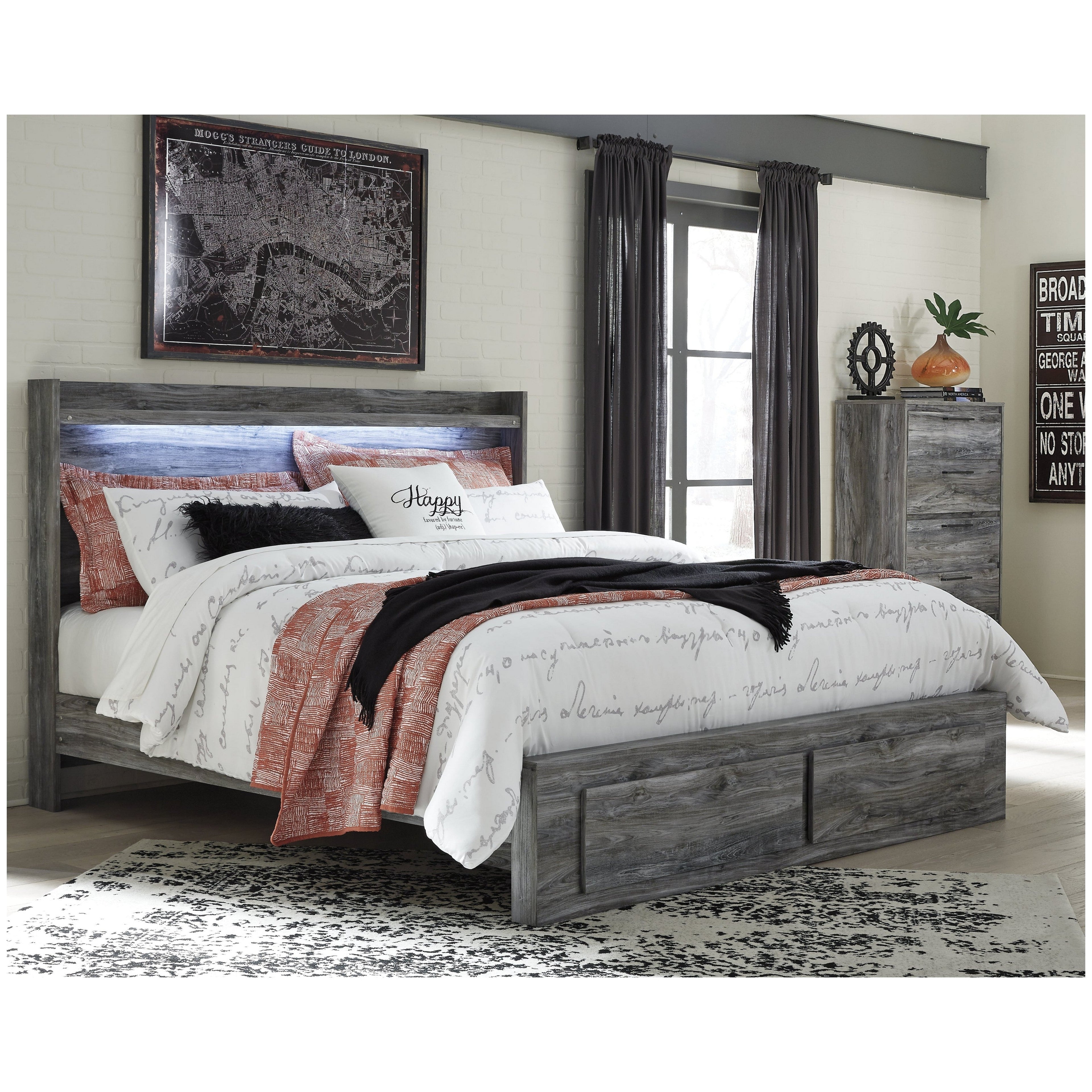 Baystorm King Panel Storage Bed with Chest Ash-B221B37