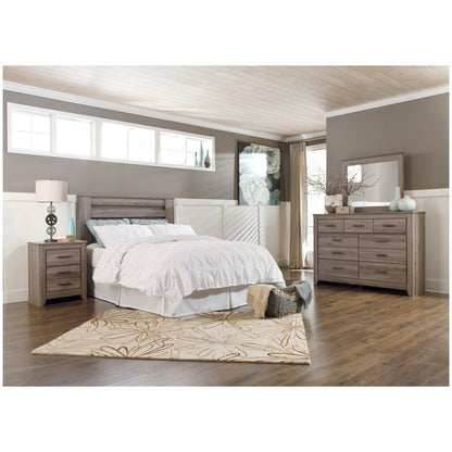 Zelen Queen Panel Headboard Bed with Mirrored Dresser and Nightstand Ash-B248B7