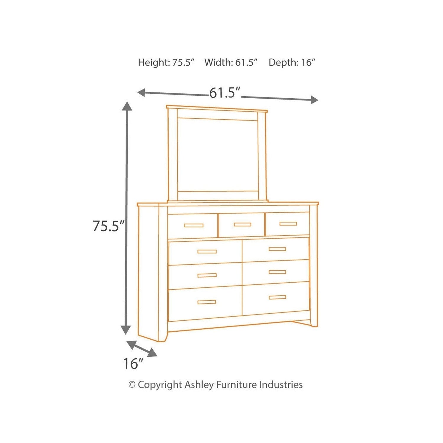 Brinxton Dresser and Mirror Ash-B249B1